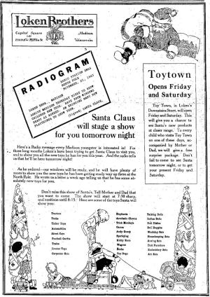Wisconsin State Journal toy ads: 1920s